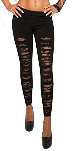 fashion boutik Legging Ouvert sur Dentelle Femme Sexy 34 36 38 40 (Noir)