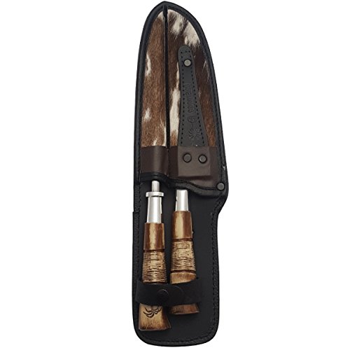 Coqueiro, 218IFT, Kit Churrasco Amolador Faca 8'' Cabo Bainha Couro