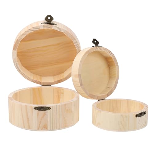 TOGEVAL 2 piezas Cajas de Madera Redondas para Almacenaje Organizadores Ligeros y Duraderos para Hogar Oficina y Escuela Diseño Simple y Versátil para Objetos Pequeños