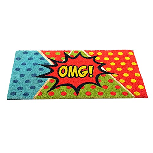 Image of Onlymat OMG Pop Art Fun Design Printed Doormat Multicolor Polka Dot Pattern Weather-Resistant and Durable Coir Doormat with Anti-Slip PVC Backing for Indoor and Outdoor Use - 45 x 75 cm