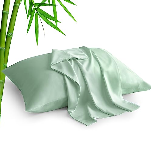 Image of BEDELITE King Pillow Cases Set of 2, Rayon Derived from Bamboo, Mint Green | Cooling and Breathable Pillow Cover for Hot Sleepers & Night Sweats, Silky Soft Cozy, Envelope Closure, 20x36 Inches
