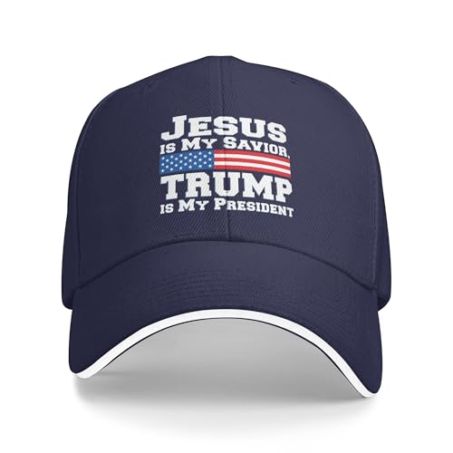 Jesus is My Savior He is My President Hat Save America Golf Hats Dad Baseball Cap Fitted Navy Blue