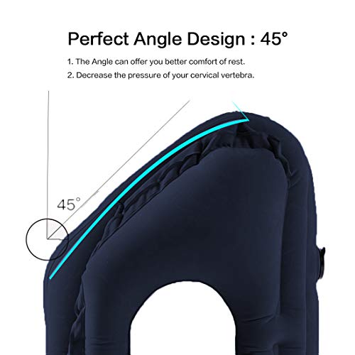 Kimiandy Inflatable Travel Pillow for Airplane, Inflatable Neck Air Pillow for Sleeping(Blue)