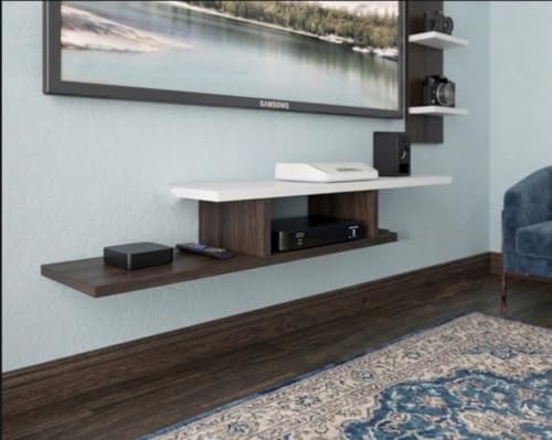 Image of Bros Moon Engineered Wood 48 inches Base TV Stand with Storage Shelf and Foot Pad Entertainment Console for Set Top Box, Books & Decor, Wenge White Finish (Suits tv Upto 48 inches)
