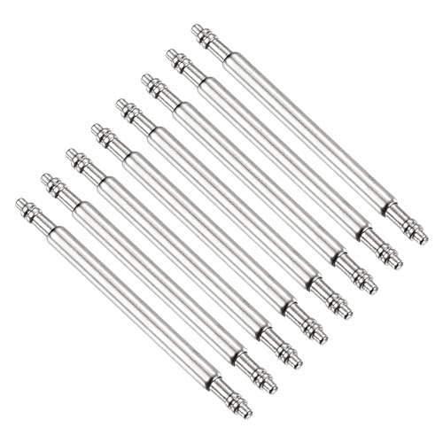 QUARKZMAN 8 Stück 1,5 x 18 mm Federstegstifte für Uhren, Edelstahl-Uhrenarmband-Verbindungsstifte, Federstege, Reparaturwerkzeug für Uhren mit Metallkette und Lederarmband, Silber