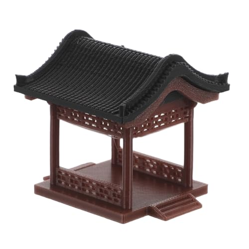 KONTONTY Miniatura Padiglione per Giardino in Miniatura 4,7X4,7X6,3 CM in Materiale Resistente alle Intemperie, Decorazione Zen Cinese per Bonsai e Micro Paesaggi da Tavolo