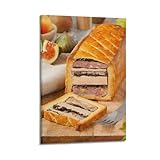 DLJGDS Essen-Poster, Motiv: Gänseleber, Wellington, dekoratives Gemälde, Leinwand, Wandposter und moderne Familienschlafzimmer-Dekoration, 50 x 75 cm