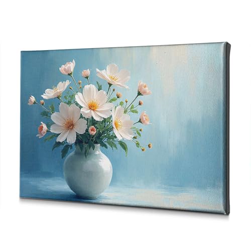 Cadre fleurs blanches en vase 30x40 idée cadeau déco intemporelle