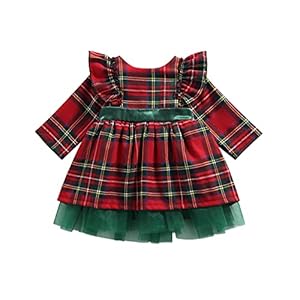 BemeyourBBs 1-6 Years Kids Baby Girl Christmas Dress Baby Girl Christmas Clothes Long Sleeve Plaid Bow Dress Kids Girls…