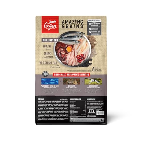 ORIJEN Amazing Grains High Protein Dry Dog Food Fit & Trim Recipe 4lb Bag
