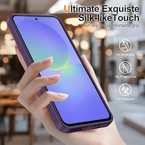Image of Elzzi Magnetic Guard Case for Samsung Galaxy A57 5G Cover, Compatible with MagSafe Translucent Matte Hard PC + TPU Hybrid Back Cover, Slim Shock-Resistant Anti-Scratch Protective Case (Deep Purple)