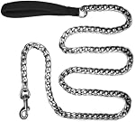 Liens haut de gamme de grande largeur 13mm Une laisse en chaîne de chien, 6 Pieds Faux Chrome Acier inoxydable Cuban Link chaîne de travail-sauvetage printemps laisse de base pour les grands chiens moyens marche,Traffic entraînement Voyage