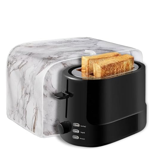 Image of 4 Slice Toaster Dust Cover Bread Toaster Oven Dustproof Cover Kitchen Bakeware Protector Dustproof Fingerprint Protection for Women Gift(12.4 x 10.6 x 8.2), White Marble