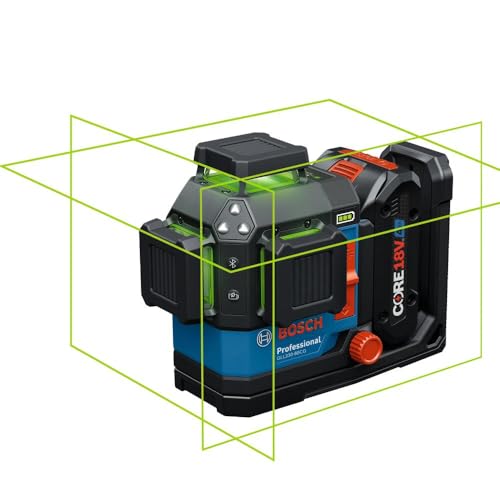 BOSCH GLL330-80CGL 18V 360º Connected Green-Beam Three-Plane Leveling and Alignment Laser with 4 Ah Battery - Versatile, High-Visibility Laser with Bluetooth Connectivity and Smart Pendulum System