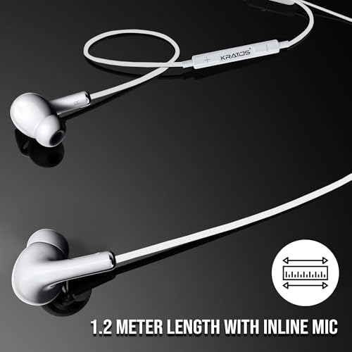 Image of Kratos Tune V5 C Type Earphones Wired, 13mm Bass Drivers Earphone, Inline Control Type c Headphones with Mic, Sweat Resistant, Comfort Fit Type c Earphone with Volume Control,Metallic c pin Earphones