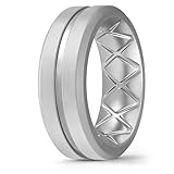 Picture of Egnaro Men's Silicone Ring 1/4/6 Multipack, Workout Travel Rubber Wedding Bands For Him, 8mm Width 2mm Thickness