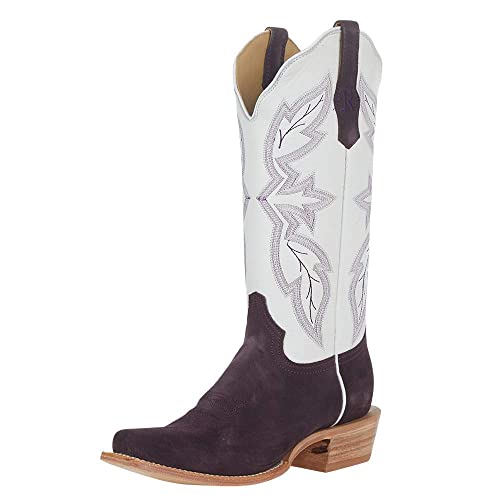 R Womens Plum Roughout 13in White Top Boot