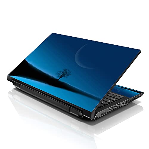Image of LSS 17 17.3 Inches Laptop Notebook Skin Sticker with 2 Wrist Pads - Reusable Cover Protector Vinyl Sticker Cover Decal Fits 17 inch - 19 inch HP Asus Acer Samsung - Blue Moon Scenery Pattern