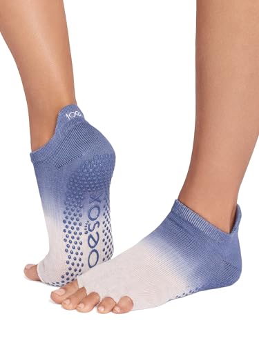 ToeSox トゥソックス グリップソックス 5本指 つま先なし ローライズ Low Rise Half Toe ヨガソックス ／ ソフトブルーオンブレ Sサイズ（Amazon）