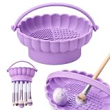 Pinkiou Make-up Pinsel Reinigungsmatte, 3 in 1 Silikon Pinselreiniger, für Make Up Pinsel, Trocknen und Aufbewahren, Makeup Schwamm Lila