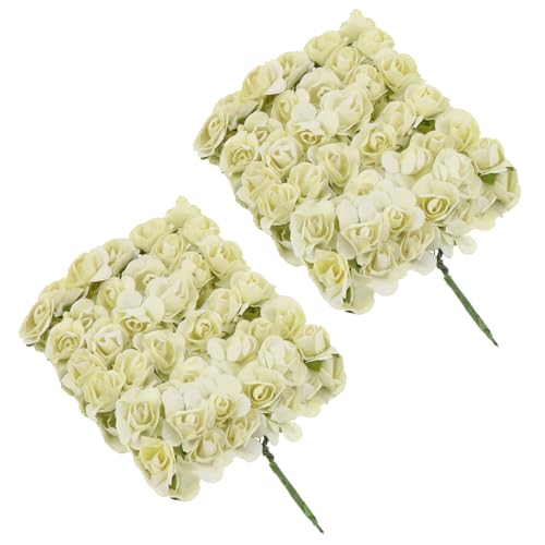 CONGARTENO 144 Piezas de Flores de Papel Artificial de Rosa Color Crema Decoraciones para Ramos y Manualidades Flores de Simulación Resistentes para Decoración del Hogar y Bodas
