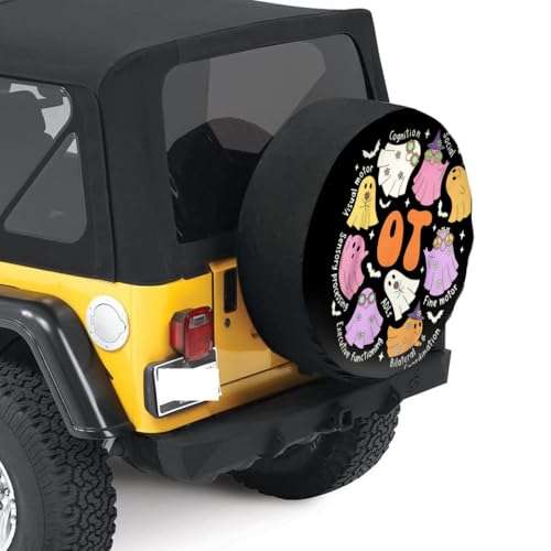 Occupational OT Halloween Vibe for Therapists Spare Tire Cover, Wheel Cover with Wolf Print Waterproof Dust-Proof Universal Fit 15 inch2