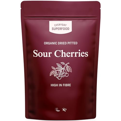 Everyday Superfood Organic Dried Sour Cherries 190g Pitted Unsweetened Tart Cherry