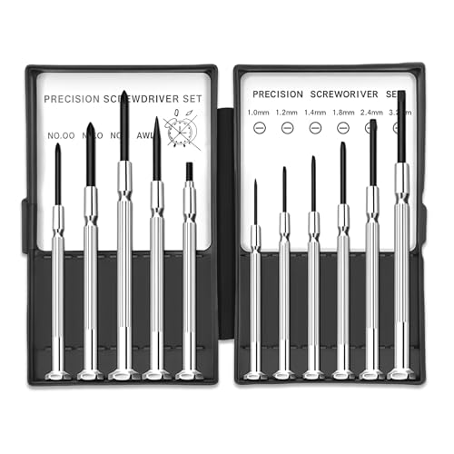 Uhrmacher Schraubendreher Set, 11 Stück Schraubenzieher Klein für Brillen, Feinmechaniker Schraubendreher Set, Mini Präzisions Schraubenzieher Set für Uhren, Brillen, Laptops, Elektronische Geräte
