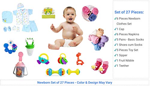 Image of 27 Pieces New Born Baby Gift Set for 0-6 Month Baby (Clothes, Feeding, Napkin and Toys) (27 Pieces Pack)