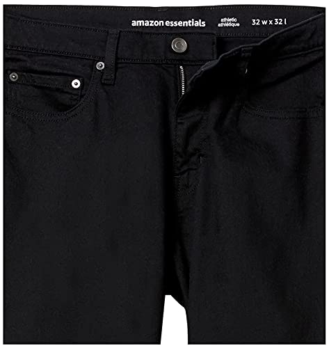 Amazon Essentials Herren Athletic-Fit-Stretchjeans - Auslauffarben, Schwarz, 32W / 32L