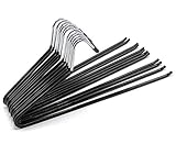 Pants Hangers 12 Black Rubber Coated Non Slip Heavy Duty Hangers Easy Slide Open Ended Slim Space Saving Hangers Chrome Rubber Coating