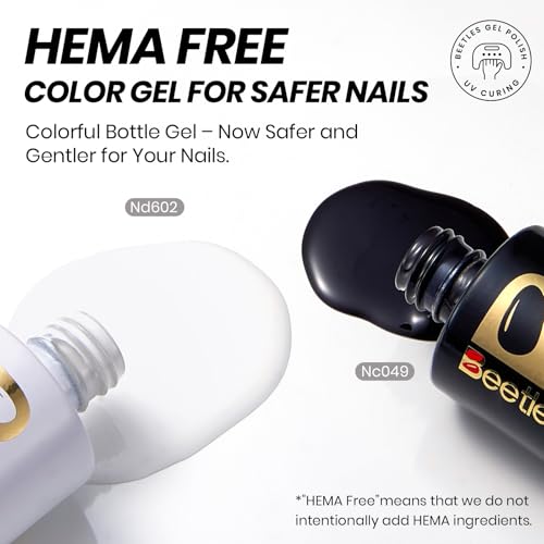 Image of Beetles Black White Gel Polish Kit - Simple Black & White Colors Collection, 2pc 15ML HEMA-FREE French Nails Design Trendy Colors Uv LED Lamp Salon DIY at Home Nails Gifts for Women