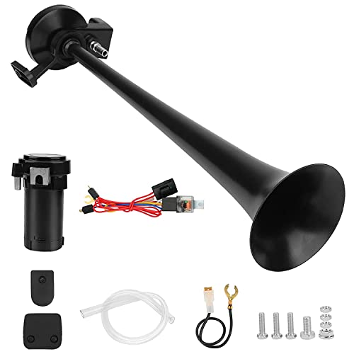 Brynnl 12V 125db Air Horn, 45cm Zinc Alloy Single Trumpet Truck A...