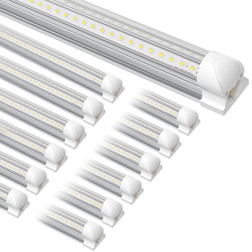 SUSLUM 12-Pack T8 LED Shop Light 4FT, 42W 6300 Lumen 5000K Daylight, 4 Years Warranty, Linkable and Plug and Play Lights for Garage Ceiling Workshop Commercial Lighting, Non-Dimmable