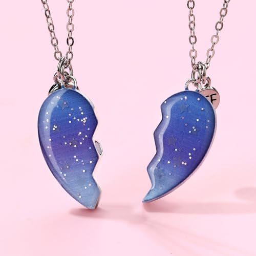Best Friends Necklaces for 3, Luminous Star Breakaway Heart Glow In the Dark Friendship BFF Jewelry3