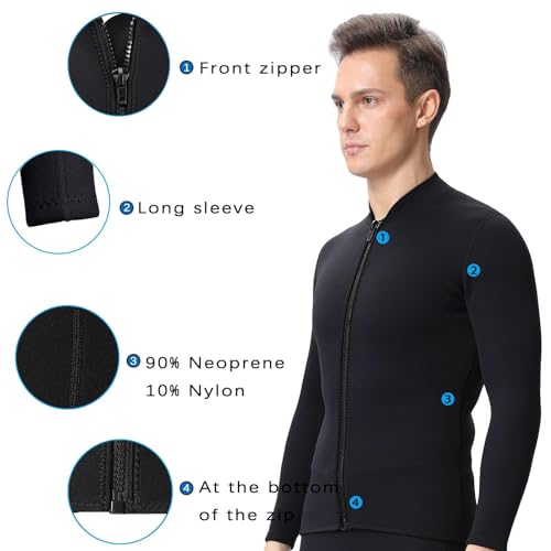 Chaqueta para hombre de 2mm y pantalones de 3mm de neopreno, manga larga, para natación, surf, buceo, snorkel y deportes acuáticos (tallas 3XL) miniatura 7