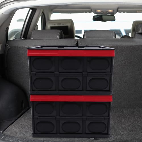 Boîte de rangement pliable voiture ABS rouge grand volume coffre - 6