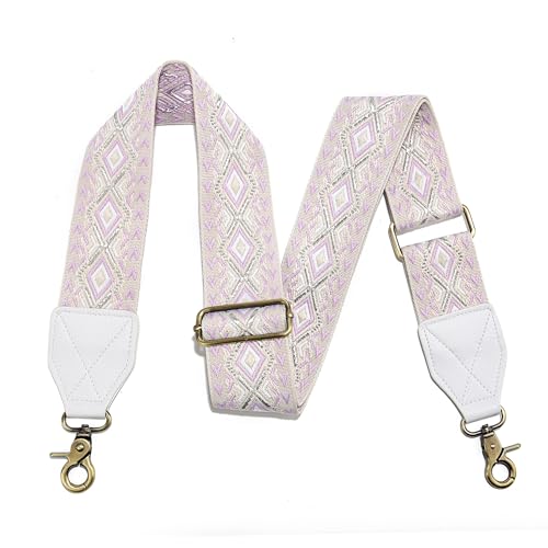 Image of LEMEDE Purse Strap,2 inch Leather End Shoulder Strap Adjustable Replacement,Retro Jacquard Multi-pattern Crossbody Bag Straps
