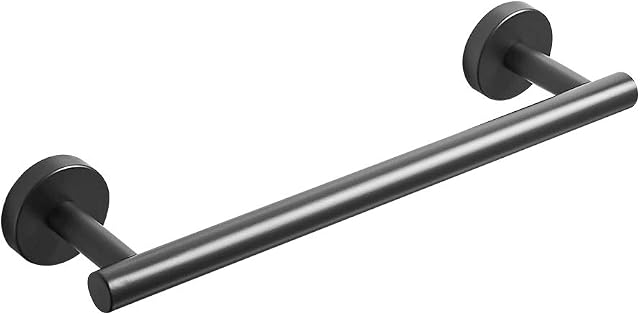 WOMAO Matt BlackTowel Bar, Wall Mounted Bathroom Hand Towel Rail Kitchen Towel Holder small Towel hanger Simple design with length 30cm 304 SUS Stainless Steel