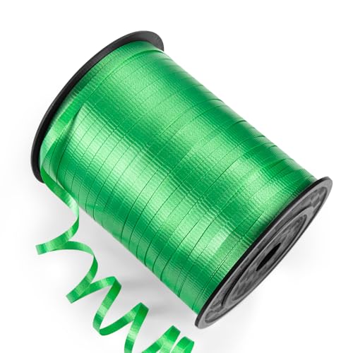 Isaspire 500 Yards Curling Ribbon with Spool 1/5 Wide Crimped Texture Curling Ribbons - Perfect for Gift Box Wrapping Florist Flowers Birthday Party Decorations Balloon String Ribbon in Green