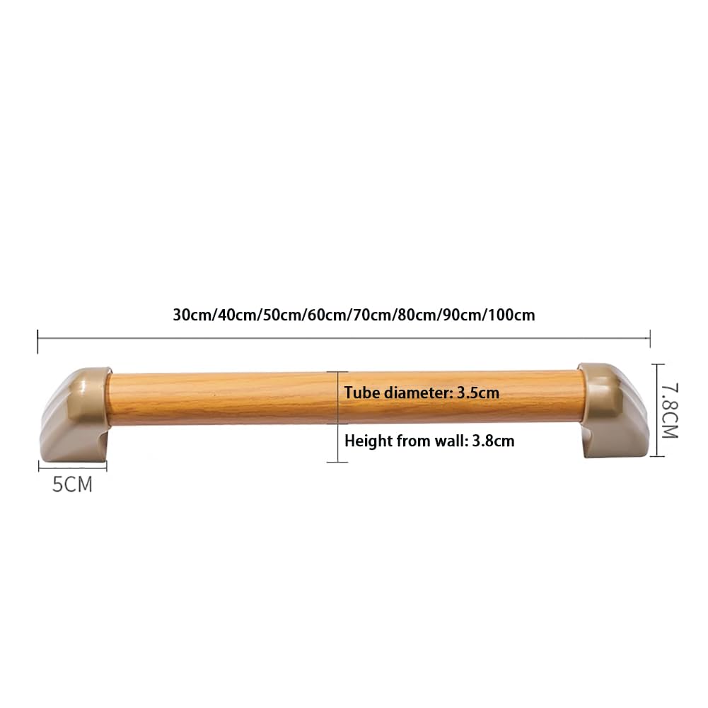 Barra de baño Acero Inoxidable 304 imitación Grano de Madera Impermeable Barra para Ducha WC Antideslizante Asidero Pasamanos para minusválidos Embarazada para Hospital 30-100cm