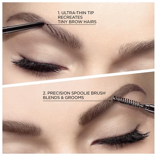 L'Oreal Paris Makeup Brow Stylist Definer Waterproof Eyebrow Pencil, Ultra-Fine Mechanical & Retractable Brow Pencil, Draws Tiny Brow Hairs & Fills in Sparse Areas & Gaps, Dark Brunette, 0.003 oz.