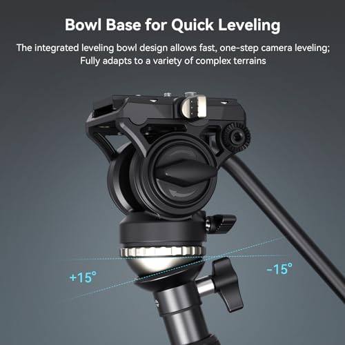 Image of SmallRig 75 inch / 192cm Video Tripod with ±15 Leveling Base Fluid Head CT210