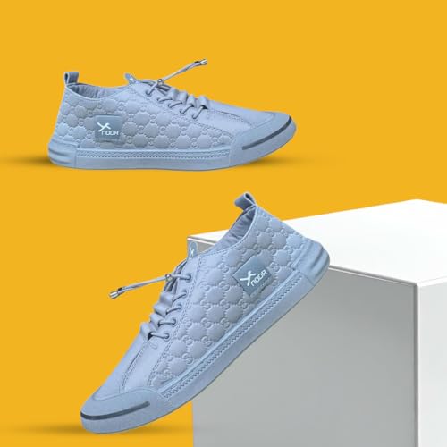 Image of Men's Black Canvas Sneakers - Stylish Casual Shoes with Non Tie Elastic Laces | 7mm Memory Foam & EVA Insole | Lightweight & Comfortable Everyday Footwear (Sizes 6-10)