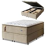 Cama Box Baú Colchão Casal Queen Probel Molas Guarda Costas Max Pillow Top 158x198x81cm