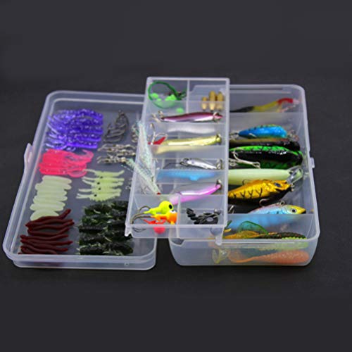 Kit de iscas artificiais LIOOBO com 101 peças, de aço carbono, multifuncional, caixa de pesca, iscas