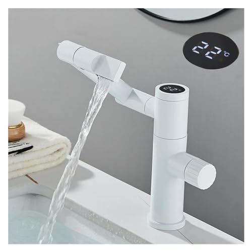 Robinet mitigeur de lavabo à écran numérique et jet cascade noire - 6
