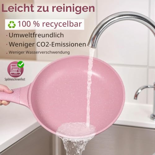 DYGG Antihaft Bratpfanne 20 cm mit Glasdeckel-pfanne 20 cm Rosa – Ansicht 5
