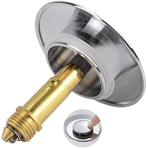 Pop Up Click Clack Plug 66mm Solid Brass Universal Basin Pop-up Drain Stopper Push Sink for Kitchen Bathtub Bathroom Basins Plugs Replacement (1Pcs) Cover