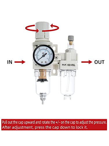 1/4" Npt Compressed Air Filter Regulator Lubricator Combo Water/Oil Trap Separator Air Filter Pressure Regulator Manual Drainage Ac2010-02 (1/4" Npt, Manual Drainage) #TOP3